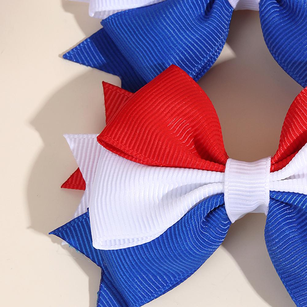 2Pcs USA Flag Bow Hair Clip Ribbon Patriotic American Flag Design Red White Blue Bow Barrettes For 4th Of July Party Accessories