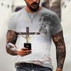 Jesus Pattern Lion 3D Printed Summer Men's O-Neck