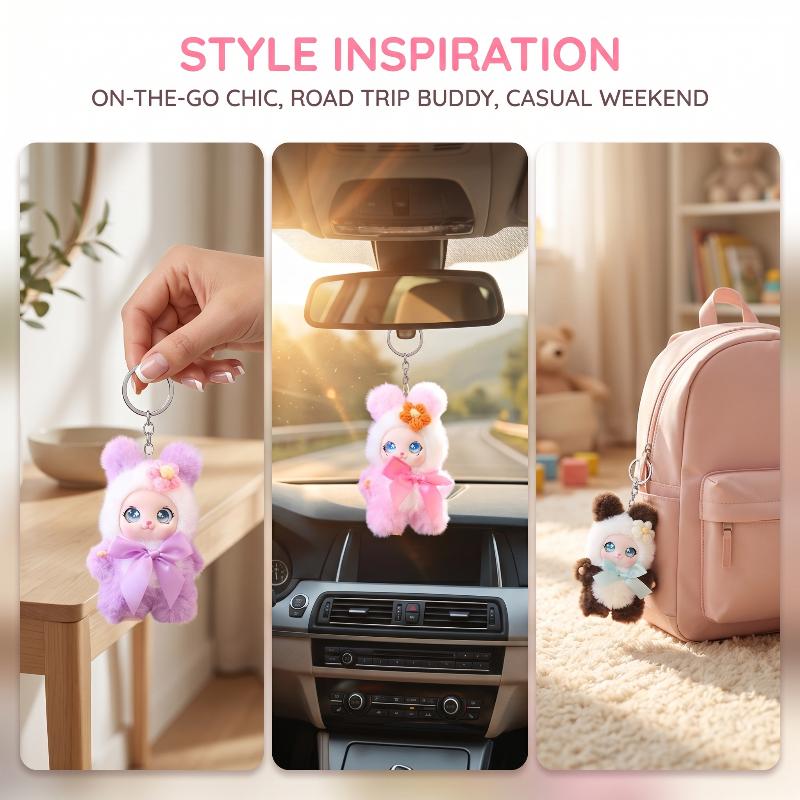 15cm Cute Animal Plush Keychain with Vinyl Doll for Backpack School Bag Pendant Soft Ornament for Child