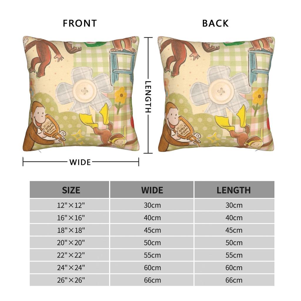 Cartoon Curious George Pillow Cover Comfy Cushion Cover Morden Pillow Case For Office Car Home Decor