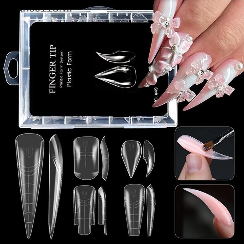 3D Eagle Claw Curved Fake Reusable Nails Full Cover Press On Nail Forms Molds Crystal Nail Extension Tip Suitable For Poly Nail