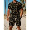 Men'S Summer Casual Sportswear Set Featuring a Breathable Round-Neck T-Shirt And Shorts with Digital Print