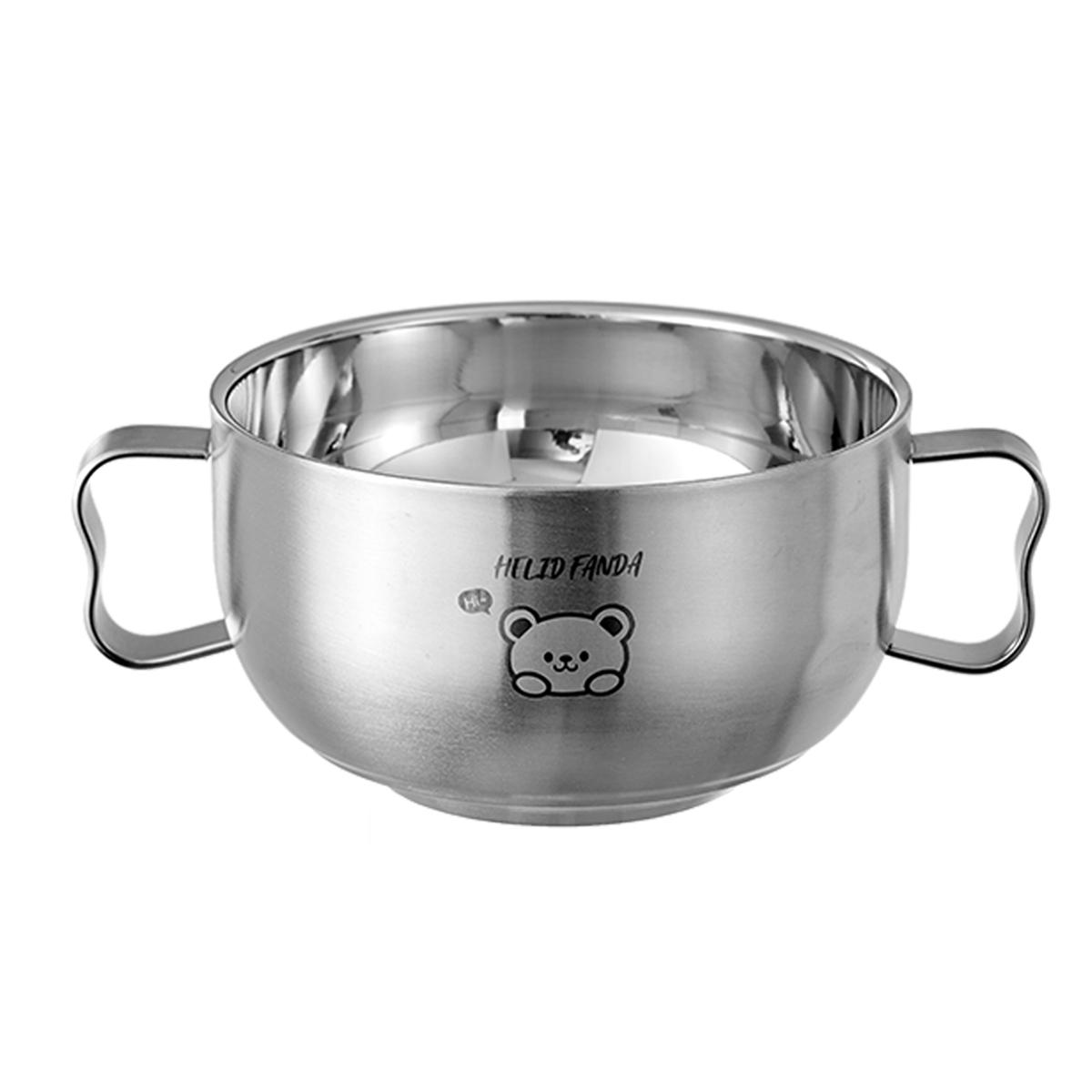 

380 мл миска из нержавеющей стали 316, двухслойная, прочная, детская, для риса, кухонная, с двойными ушками, противоударная, детская посуда