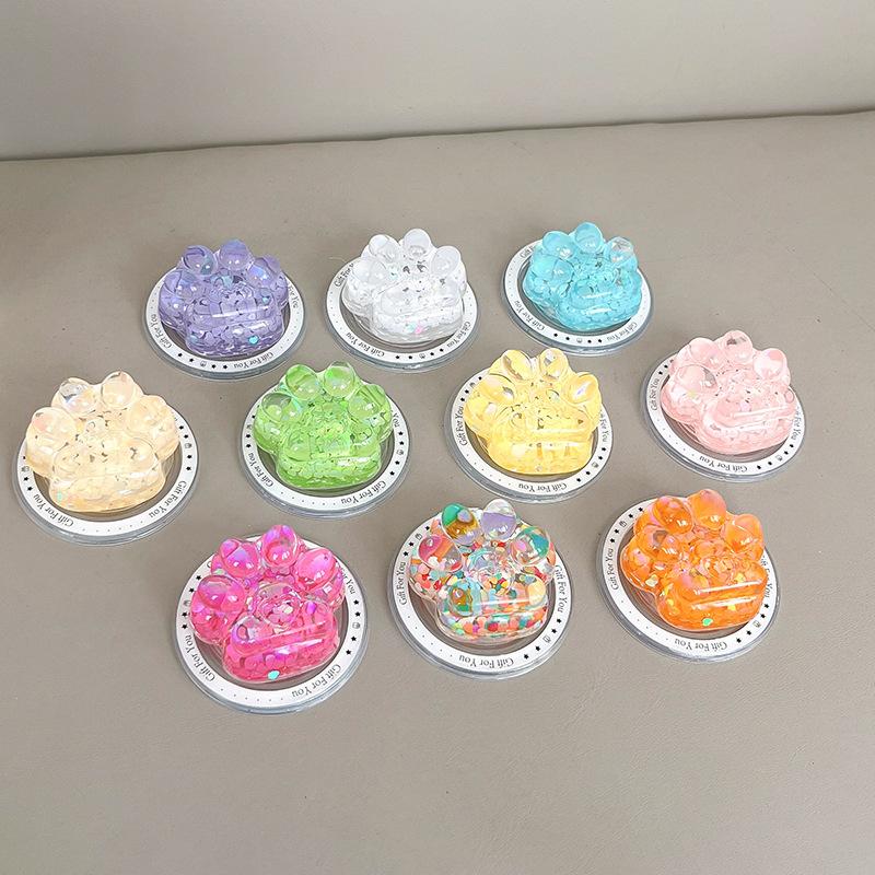 Wind Color Sequins Mobile Phone Airbag Bracket Women'S Advanced Sense Simulation Cat Claw Magnetic Desktop Bracket