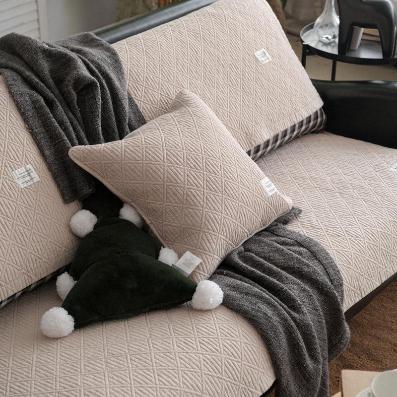 

Winter Pure Cotton Double-Sided Sofa Cushion, Universal Non-Slip Fabric In All Seasons, Simple Nordic Backrest Towel, Solid Color 70*70cm