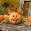 Resin Desktop Statues for Fall Artificial Pumpkin Decor, Cute Animals Decorative Pumpkins, Thanksgiving Pumpkins Charming Animal Expressions