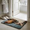 Kwaii Cute Dog Floor Mat Soft Flannel Absorbent Mat Non-Slip Rug Home Bedroom Bathroom