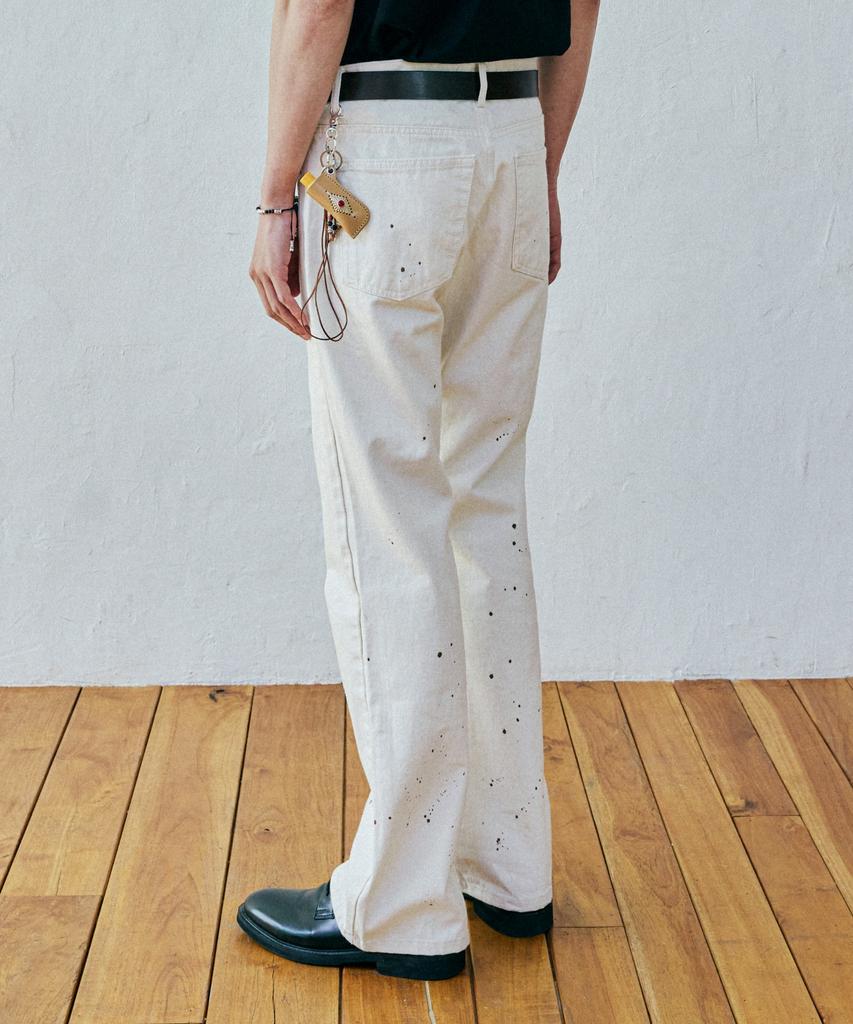 KND 97Lc Splatter Bootcut Denim Pants Ecru