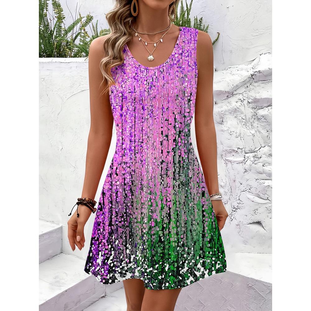 Women Summer Sleeveless Bohemian Dress Exclusive Print Vacation Dress  Birthday Dress for Women Beach Dress Dress for Women Y2k