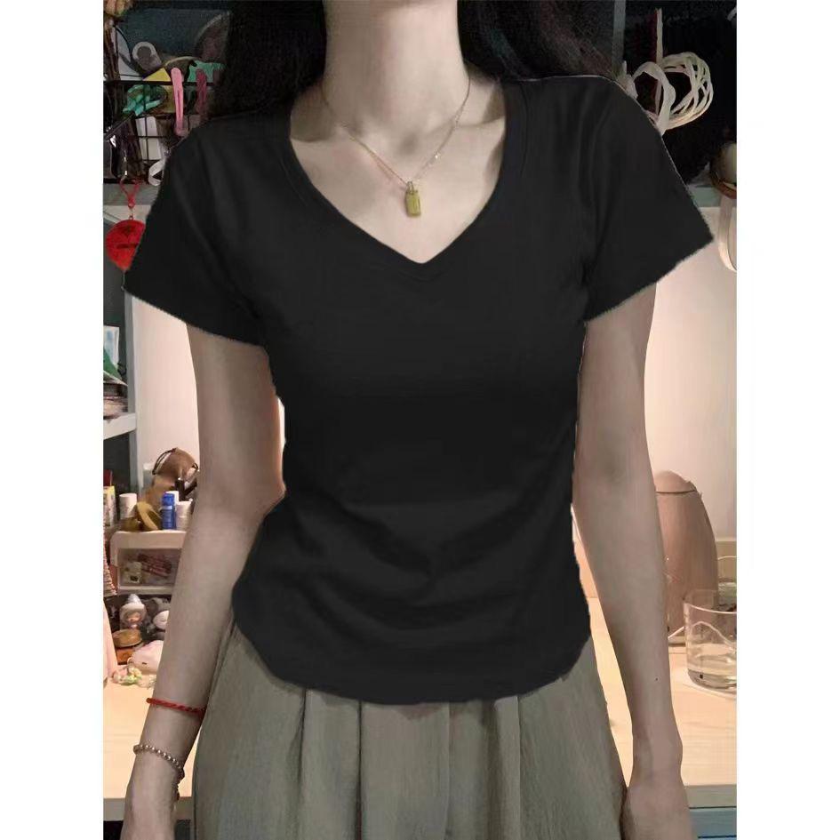 2025 Damen Slim Fit V-Ausschnitt Kurzarm T-Shirt – Stilvolles, Vielseitiges, Hochwertiges Design