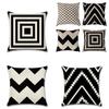 Elegant Black White Geometric Waves Cushion Cover For Home Bed Decoration