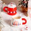 Christmas Cartoon Creative Snowman Super Cute Ceramic Cup with Lid Couple Flower Tea Cup Office Coffee Mug
