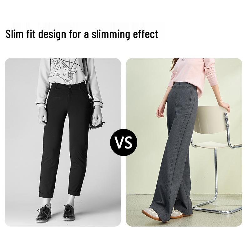 2026 Spring Collection Women's High-Waisted Slim Wide-Leg Pants - Sheep Wool Lyocell Blend, Draped Design, Versatile for Commute