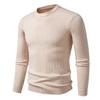 Men's Long Sleeved Solid Color Cable Knit Sweater Bottoming Shirt Slim Fit Pullover