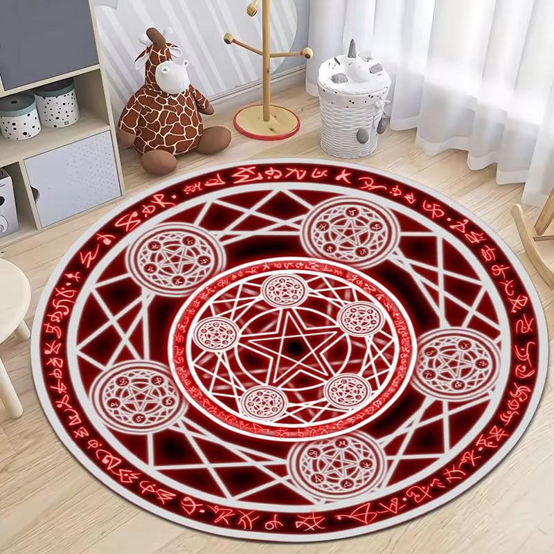 Tarot Fortune Telling The Five Pointed Circle Carpet Moon Round Rug for Living Room Bedroom Fullmetal Alchemist Chair Floor Mat