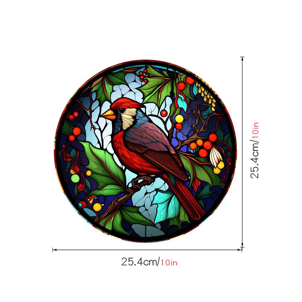 Retro Colorful Hummingbird Iris Window Glass Electrostatic Sticker Detachable Decorative Film Home Decoration