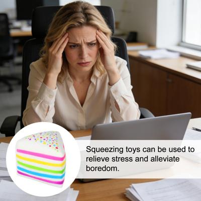 Simulated Cake Squeeze Toy Anxiety Relief Slow Rising Rainbow Cake Stress Toy Portable Fake Food Decompression Tools