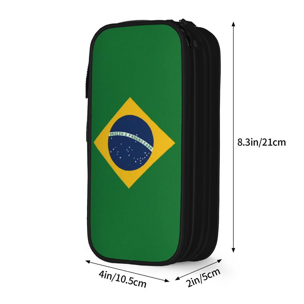 Brasil Flag Merch Pen Box Large-capacity For School Pen Case Gift
