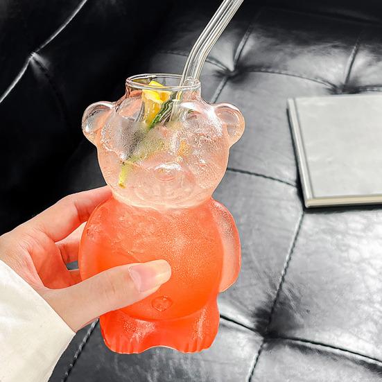 Bear Shaped Glass Cup 320ml Cute Teddy Bear Wine Glass Unique Champagne Tumbler Juice Drinking Glassware Birthday Gift