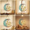 Gold-Tone Moon Hanging Ornament with Lanterns Vibrant Suncatcher