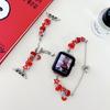 Modna opaska z wisiorkiem z czerwonymi kwiatami do zegarka Apple 9 8 7 6 5 41mm 45mm bransoleta ze stali nierdzewnej do zegarka iWatch Ultra 2 49 38 42mm pasek