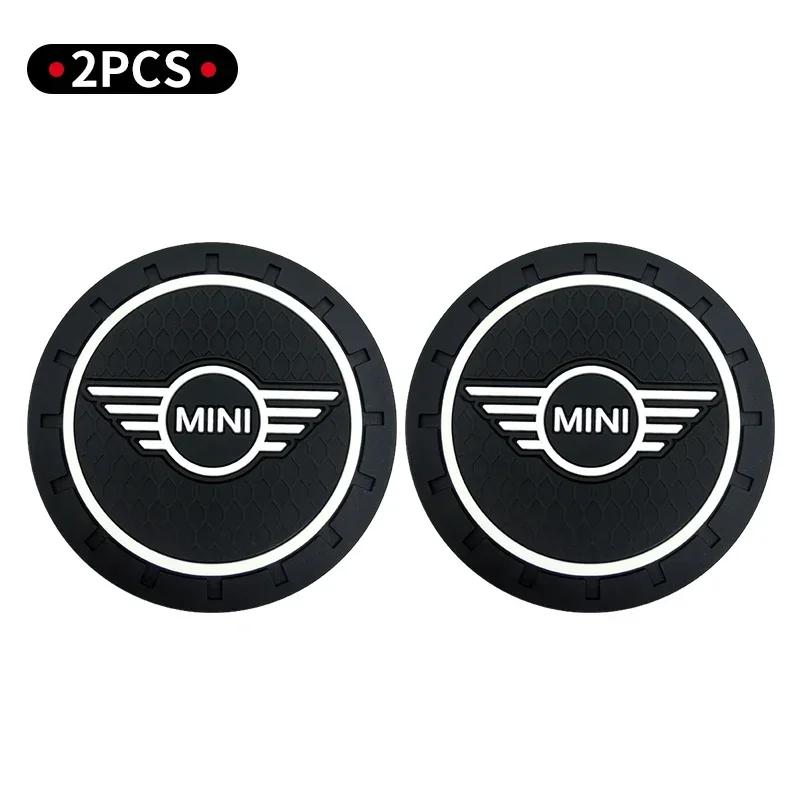1/2Pcs Car Coasters Water Cup Slots Non-Slip Mat For Mini Cooper JCW Works R56 R50 F54 F55 F56 F57 F60 R52 R53 R55 R57 R58 R59