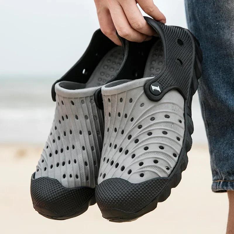 Summer Men Wading Shoes Quick Drying Mens Beach Sandals Outdoor Male Slippers Lightweight Sports Shoes Slip-on Water Shoes