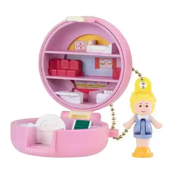 Bandai Original Polly Pocket Keychain Mini Treasure Box Charm Cute 90s Retro Toy Collectible Kawaii Gift Ornaments for Adults