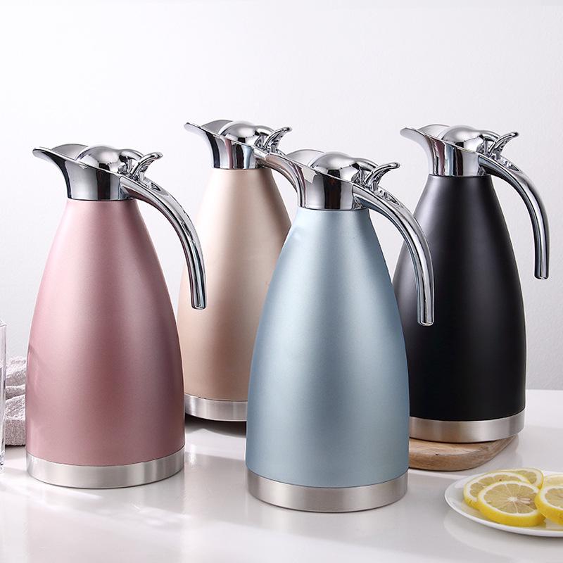 2L European-Style Insulated Vacuum Coffee Pot, 304 Stainless Steel - Keeps Drinks Hot or Cold