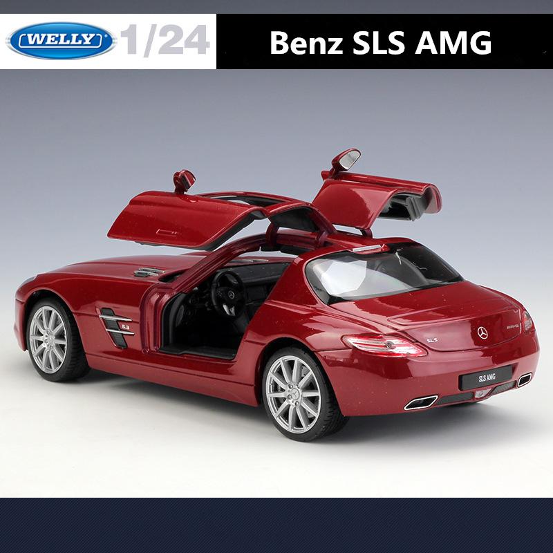 1/24 WELLY Mercedes Benz SLS AMG Sports Car Alloy Model Toy Diecast Model Simulation Car Decoration Boy Collection Gift