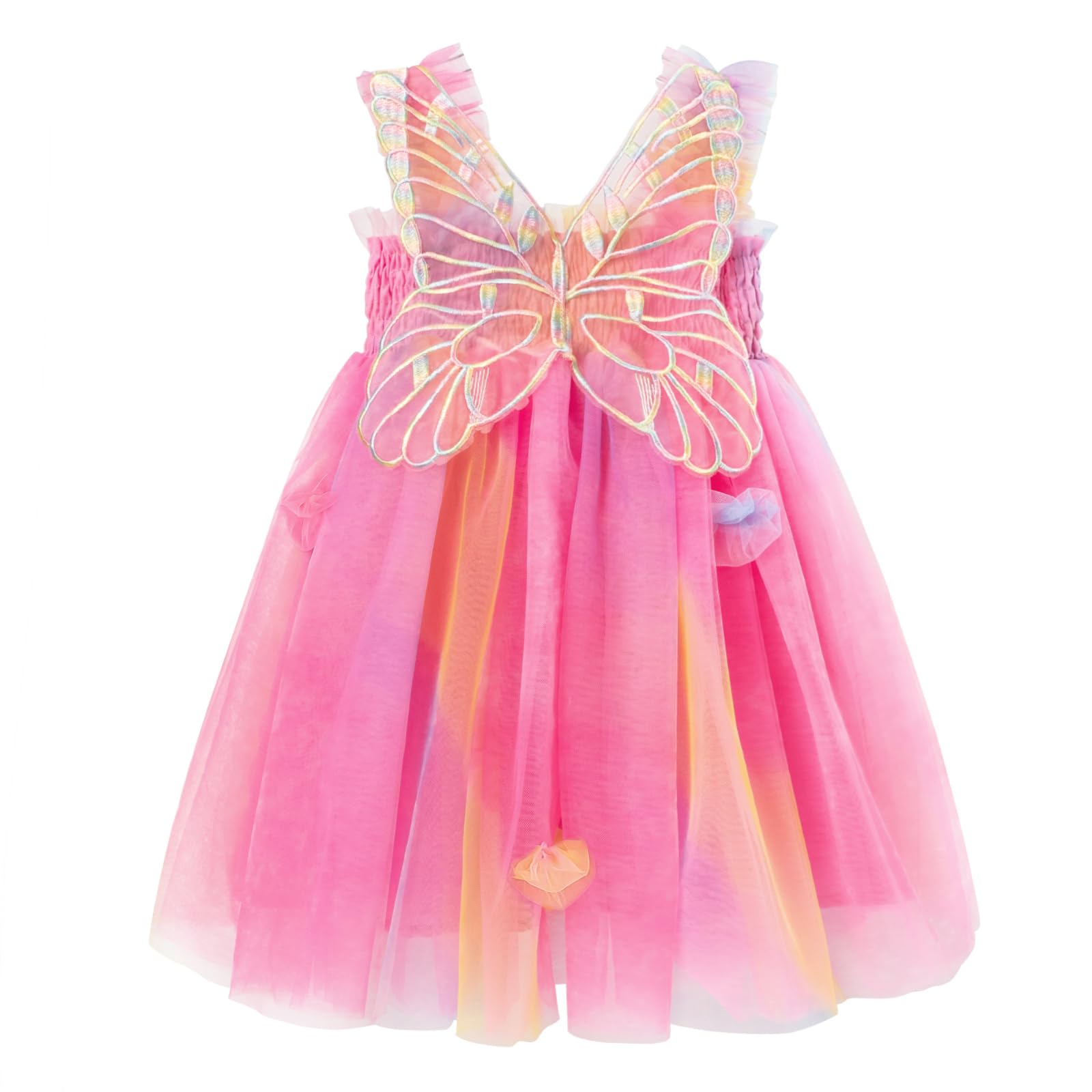 

Miipat Baby Tulle Dress with Tutu Skirt and Hanging Cute Butterfly Wings and Baby First Doll Photo Shoot Gift Girl s Skirt, Petals, Sleeveless,