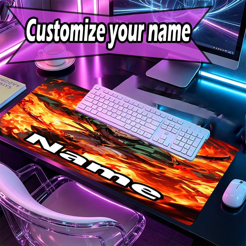 Custom Name Personalized Demon Slayer Pattern Mousepad, Laptop PC Desk Mat, Decorative Desk Mat for Home Keyboard Pad Gift