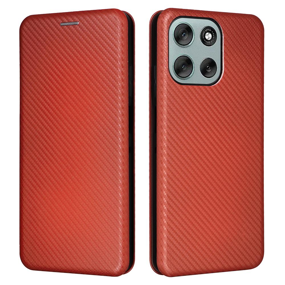 For Motorola Moto G56 5G Case Carbon Fiber Texture Drop-Proof PU Leather Phone Cover