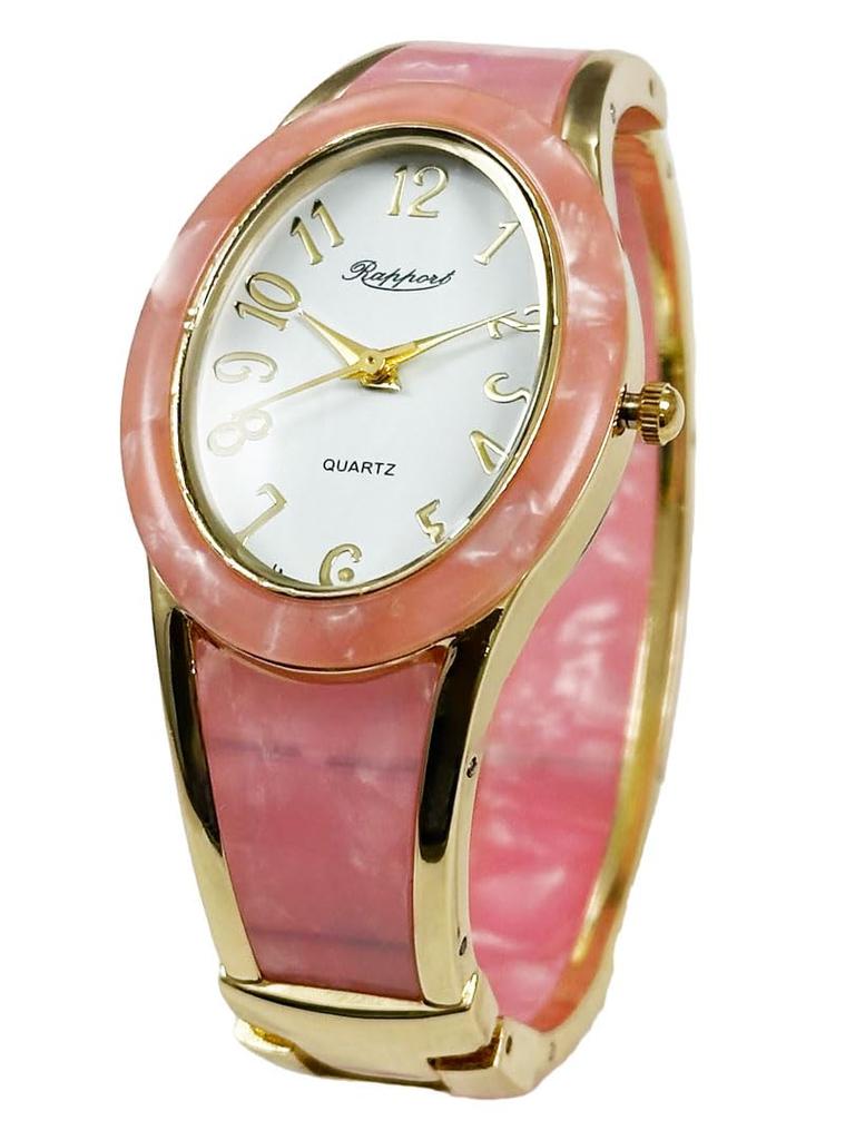 Wristwatch Rapole Oval Bangle Watch Gold Wide 288319 Pink [Takeuchi Shoji] Women's