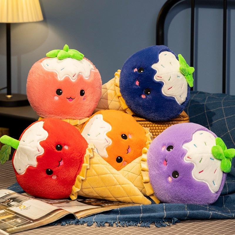 Cartoon Fruit Ice Cream Throw Pillow Plush Toy Doll Ice Cream Cone Doll Children Soothing Doll