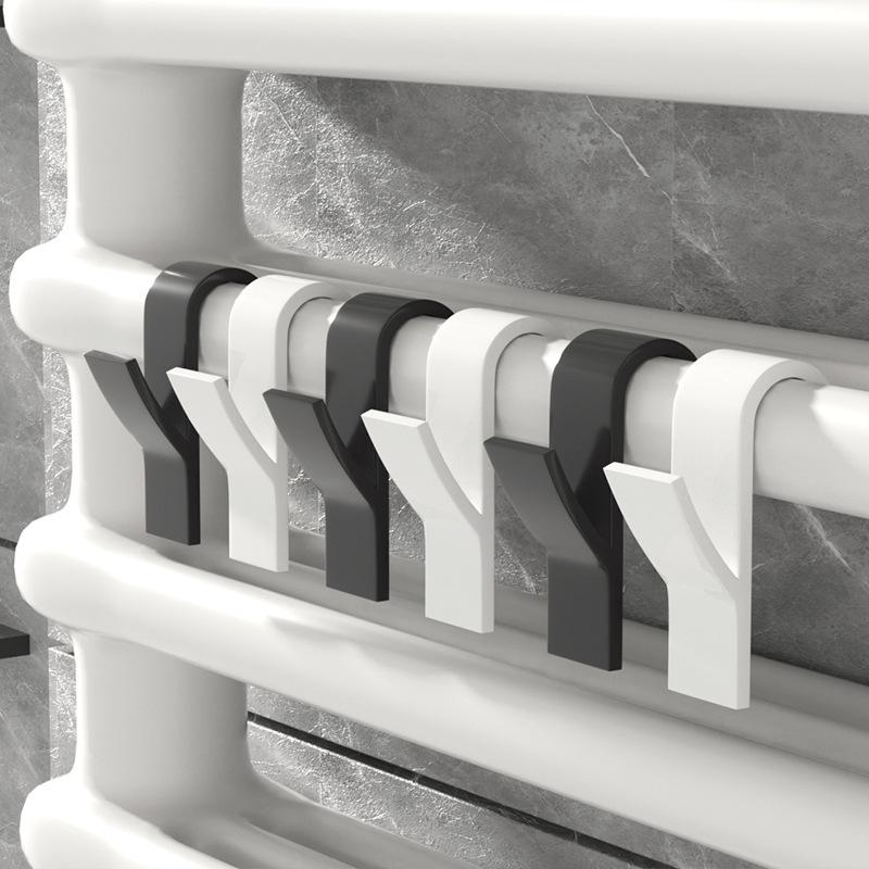 1pc Space-Saving White Plastic Hanger for Heated Towel Radiator Rail - Durable Bath Hook Holder for Towels, Scarves & More, Easy Install, Drying Racks