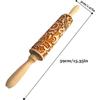 Embossed Wooden Rolling Pin for Baking, Christmas Design