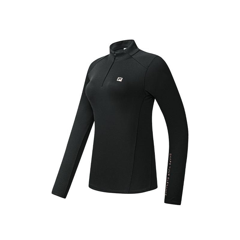 Fila Fitness Simple Fashion Versatile T-Shirt Women Tops Deep-Black A61W631201FBK