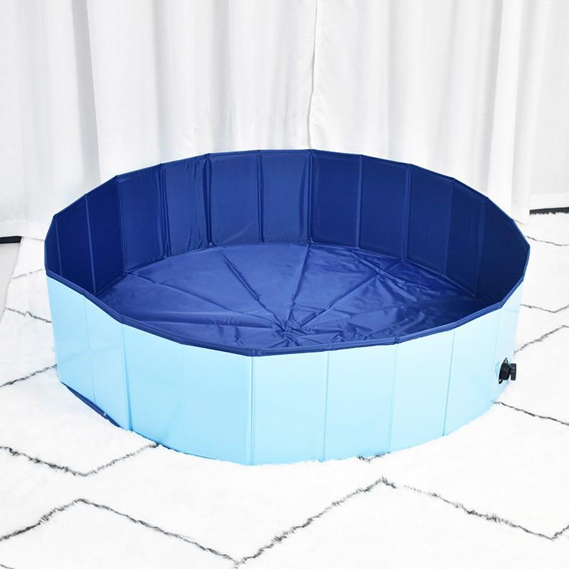 Piscina Portatile Pieghevole in PVC per Bagnetto Animali Cani Taglia Grande 160x30cm O 120x30cm Blu Rosso