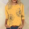 Women Casual Floral Print Three Quarter Sleeve Round Neck Top Lightweight Soft Fabric Relaxed Fit Blouse for Everyday Wear