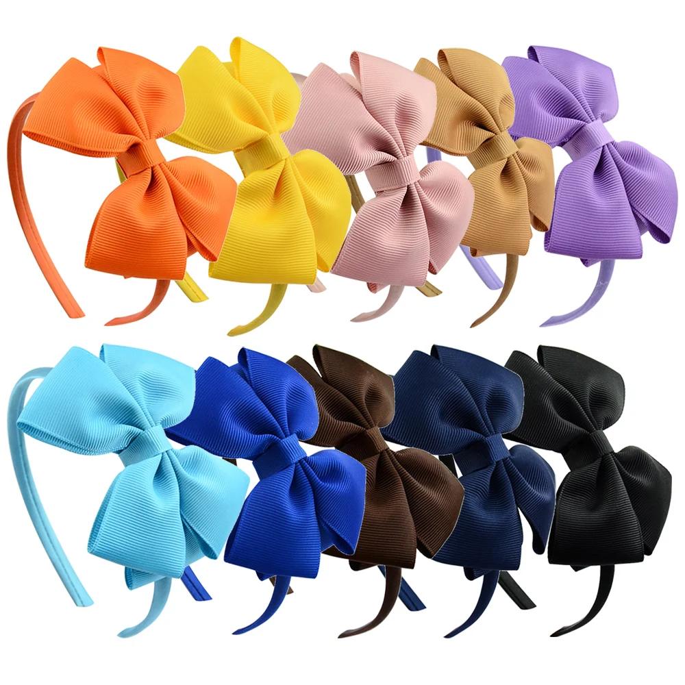 

10 шт./набор Милые банты для волос из репсовой ленты, повязки на голову для женщин, девочек, принцесс, банты-бабочки, повседневные головные уборы, аксессуары для волос