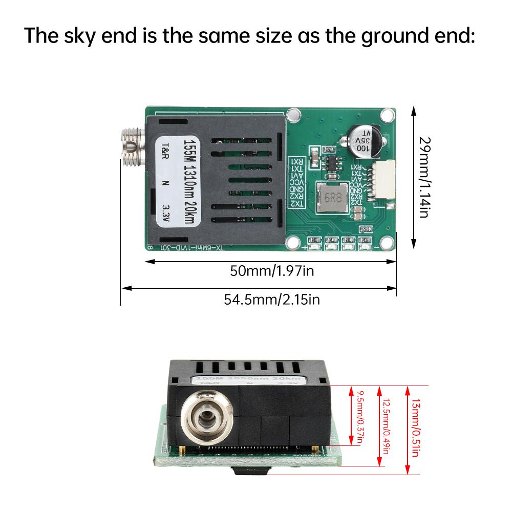 Sky/Ground TTL Optical Transceiver Module DC 5.5-26V Drone Optical FC RX/TX/AV/VCC/GND TTL Interface Optical To Fiber Module