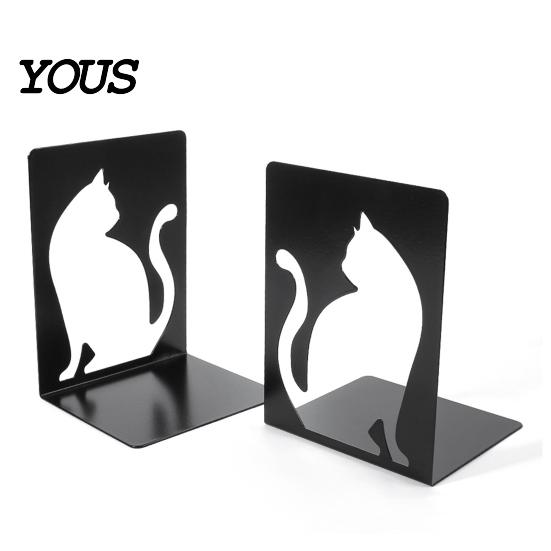 Non-slip Bookend 1 Pair Metal Cat Book Ends, Cute Bookends for Shelves, Decorative Heavy Duty Support Stopper Home Office Desk Bookshelf Decor