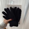 Winter Warm Gloves Stretchy Mittens Adult Coral Velvet Solid Color Full Finger Gloves Skiing Gloves for Cold Weather