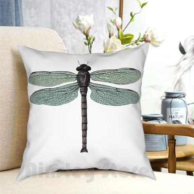 Antique Typographic Vintage Dragonfly Pillow Case Printed Home Soft DIY Pillow Cover Vintage Dragonfly Dragonflies Dragon