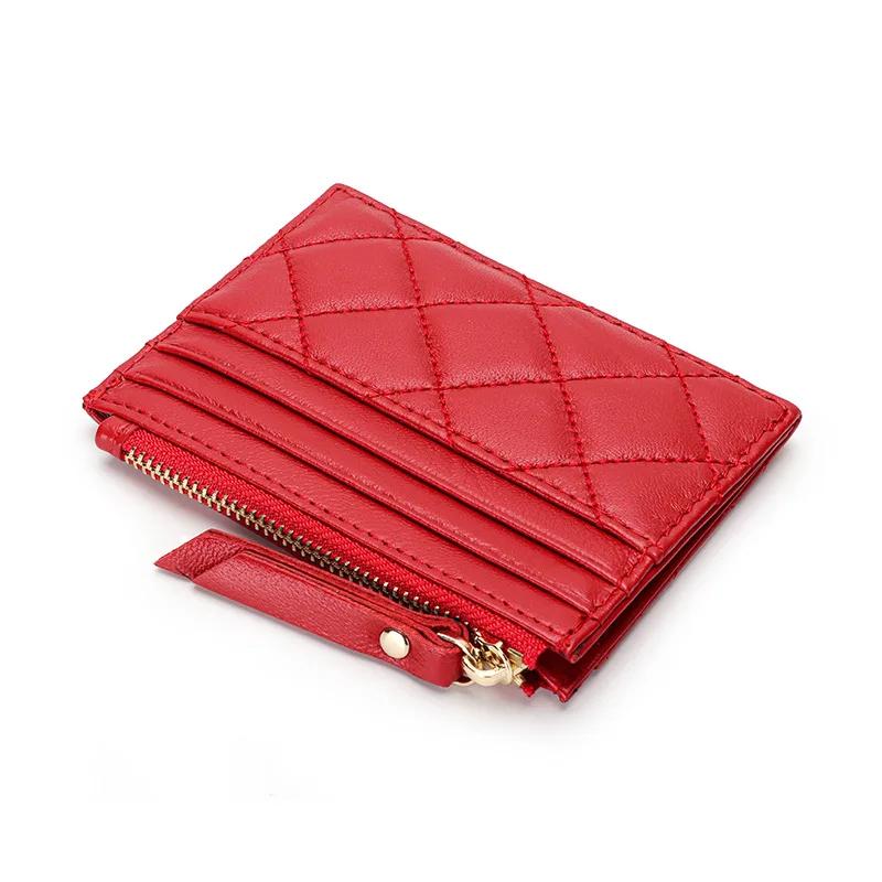 Women's Credit Card Holder Luxury Brand Women Zipper Purse Soft Sheepskin Leather Wallet Diamond Coin Bag Designer Zero Wallets