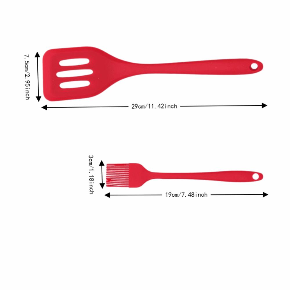 Red Green Kitchen Utensil Set Silicone Cooking Utensil Set Practical Baking Tool Set  Home Bakery