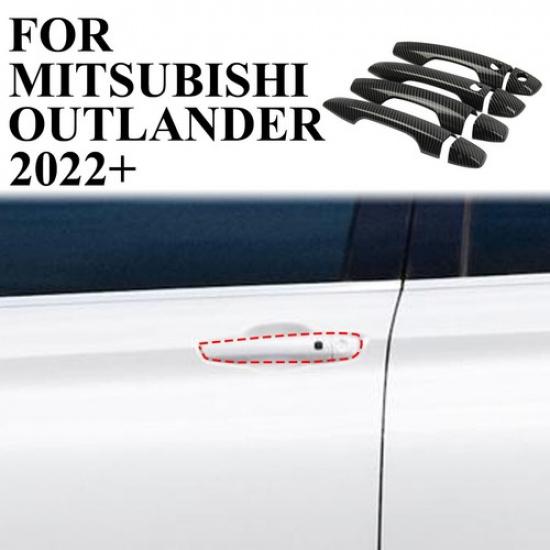 Carbon Fiber Style Side Door Handle Cover Trim 8PCS For Mitsubishi Outlander