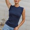 Women's Summer Fashion Solid Color Sleeveless Crew Neck Slim Ribbed Sexy Spice Top