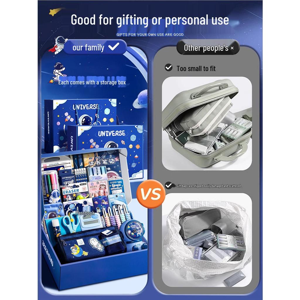 Astronaut Stationery Set: Comprehensive Learning Supplies for First-Grade Boys' Back-to-School or Birthday Gift.